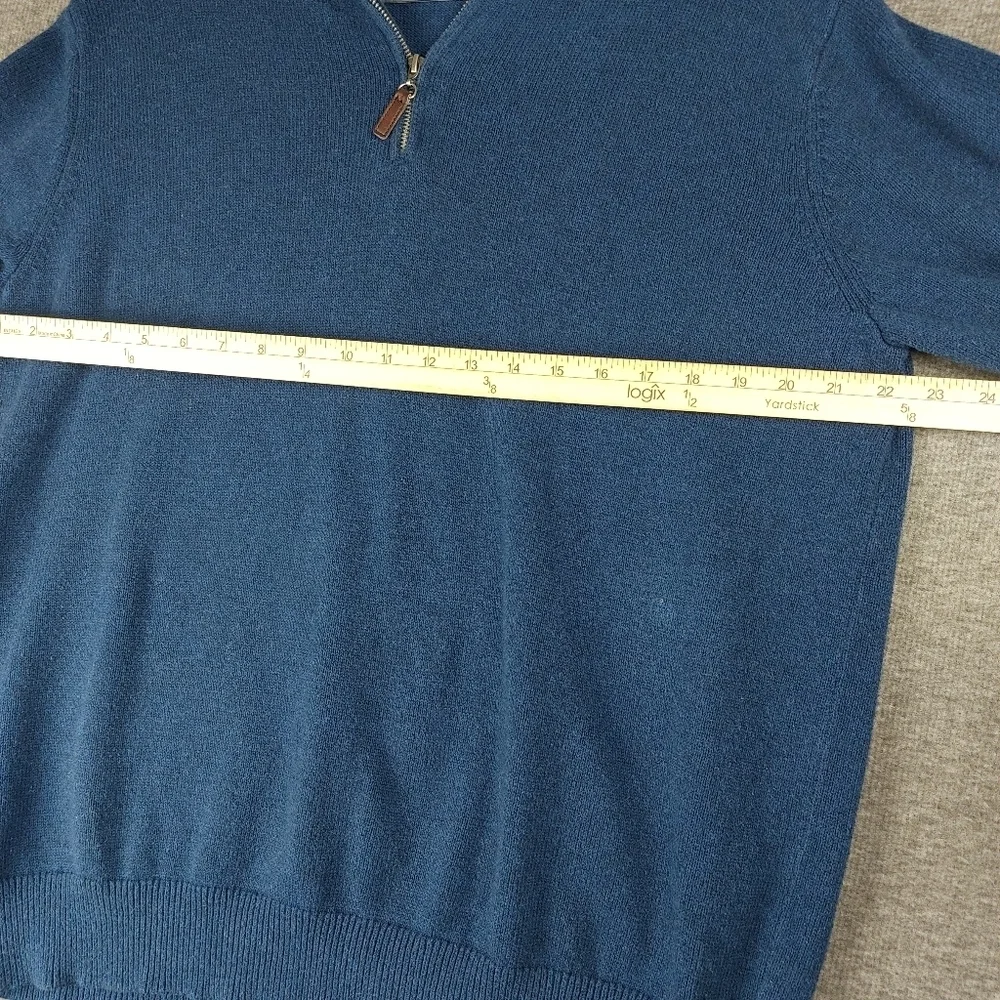 GEORGE MENS BLUE KNIT QUARTER ZIP PULLOVER COTTON BLEND SWEATER SIZE LARGE - Picture 6 of 8